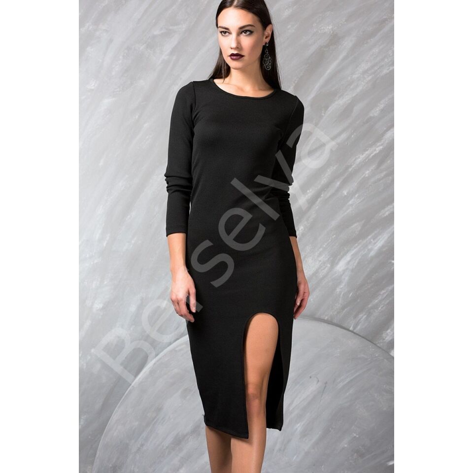 Terry Pau Tp101315 Yırtmaçlı Uzun Kollu Elbise