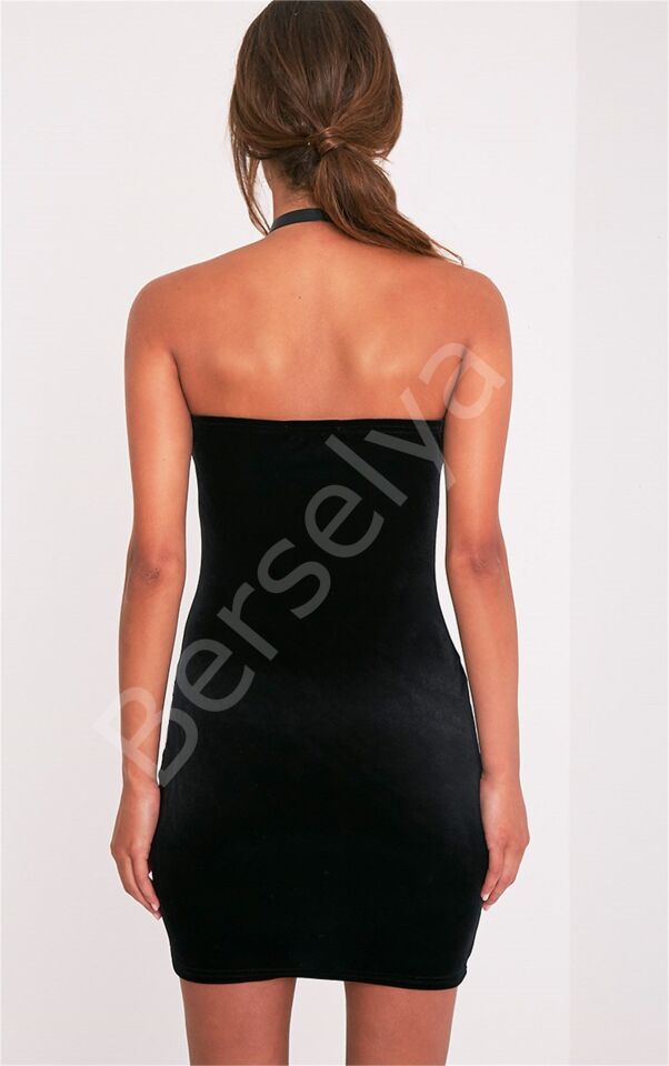 Terry Pau Tp101322 Kadife Straplez Mini Elbise