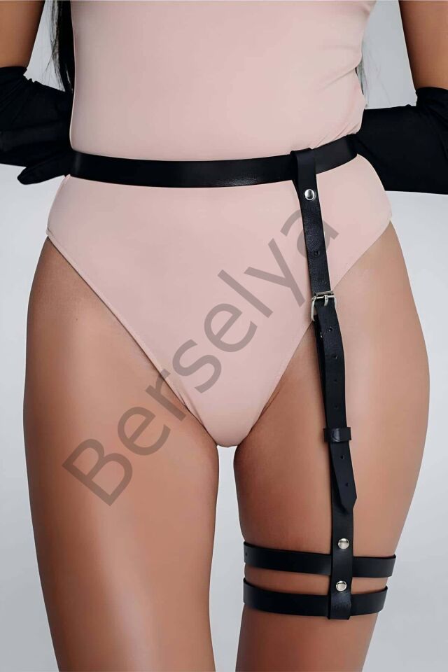 Fantazi Deri Tek Bacak Harness - Brf769