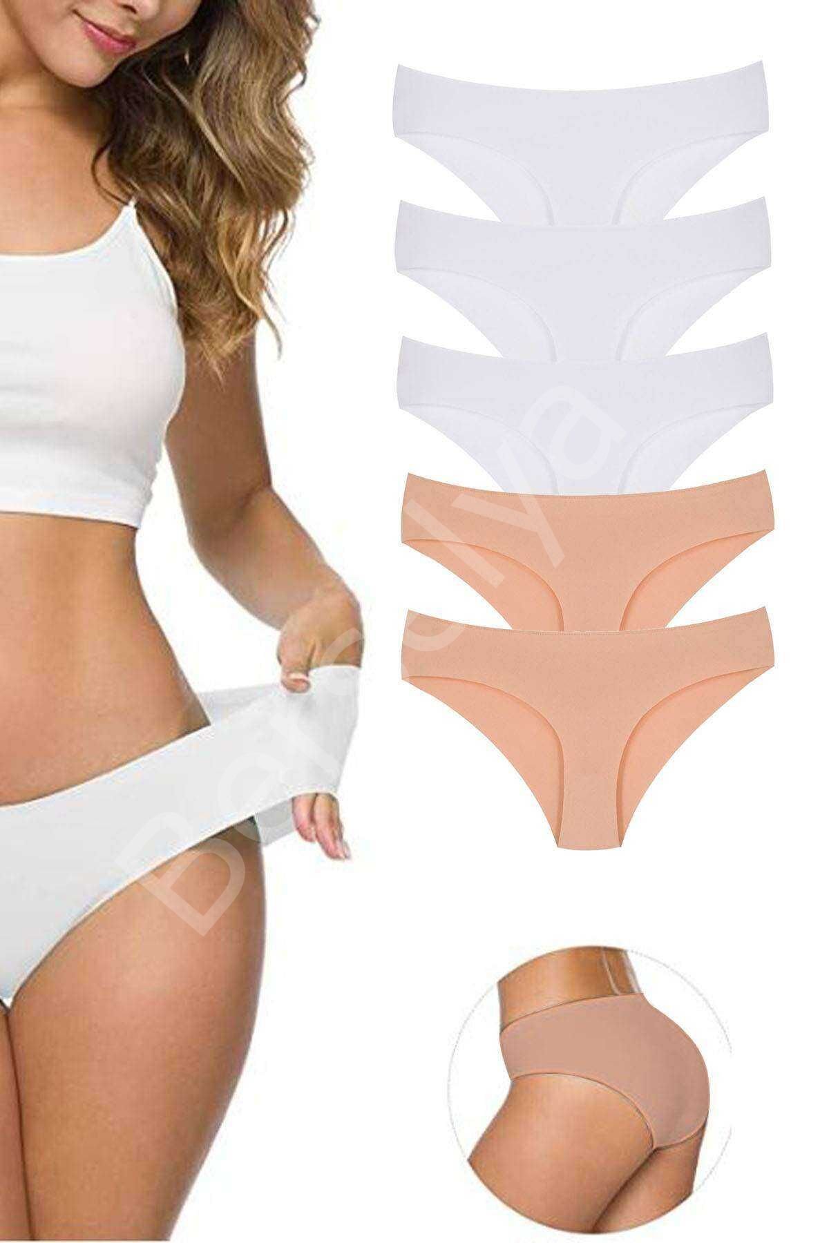 5 Adet Kadın Dikişsiz Lazer Kesim Esnek İz yapmayan Külot S3 L-XL