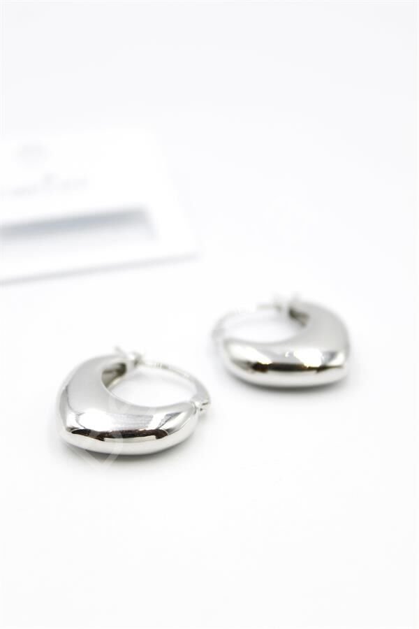 Oval Halka Küpe - Gümüş