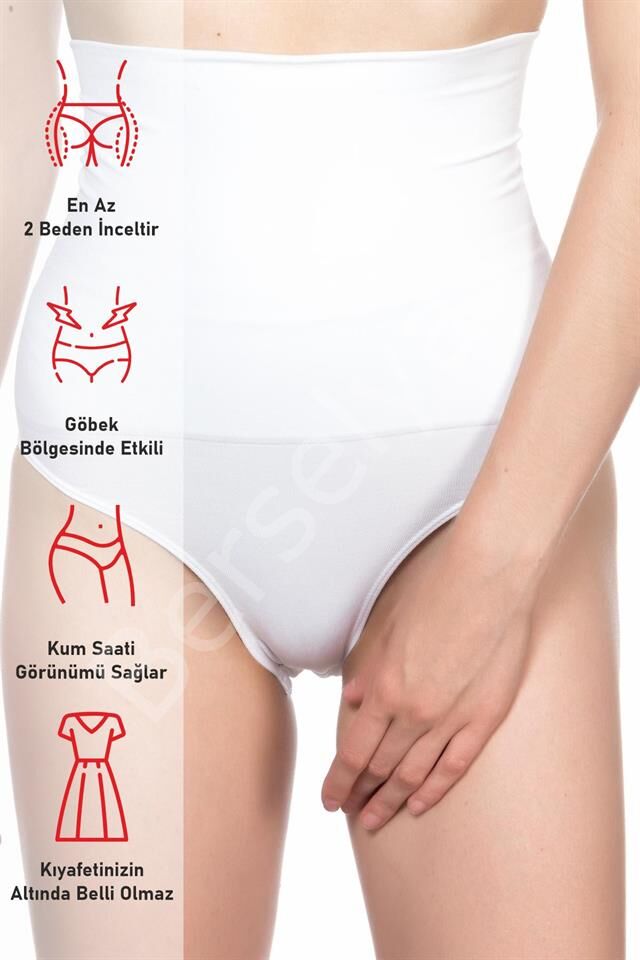 Beyaz 2019 Double Yüksek Bel Çıtçıtlı  Slip Korse