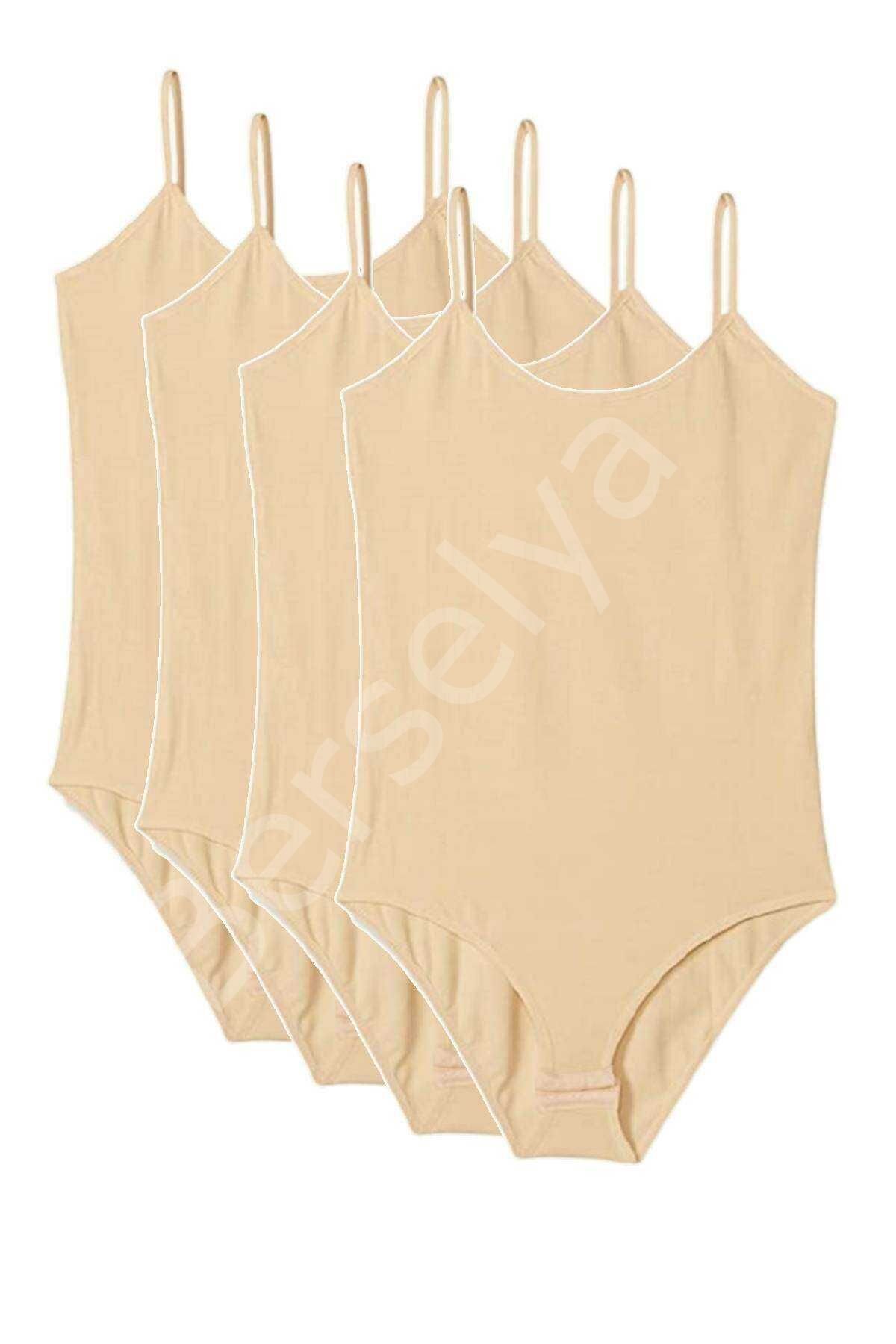 4 Adet İp Askılı Kadın Çıtçıtlı Body Ten