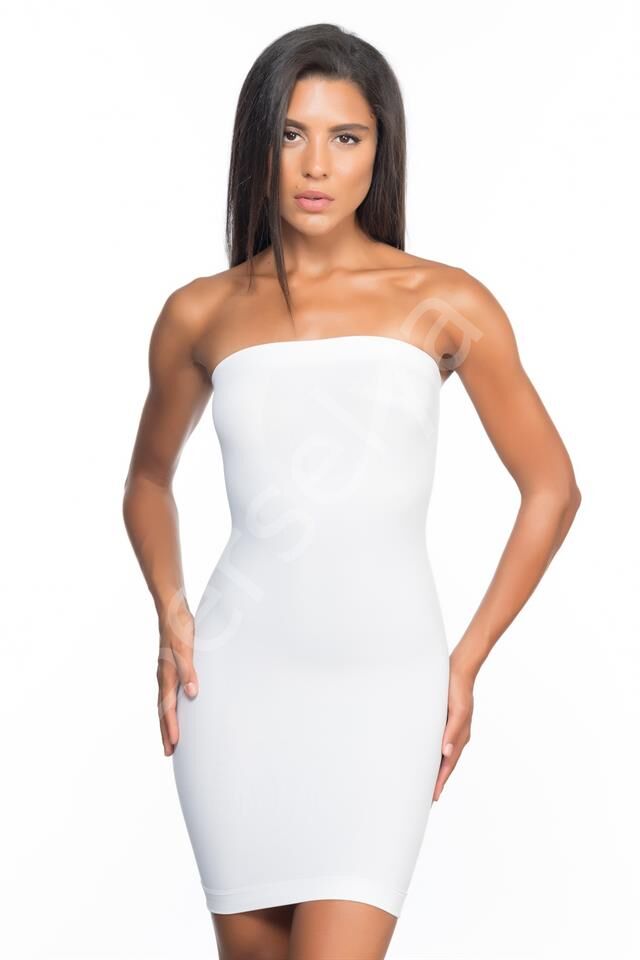 Beyaz Emay 5065 Straplez Elbise Korse