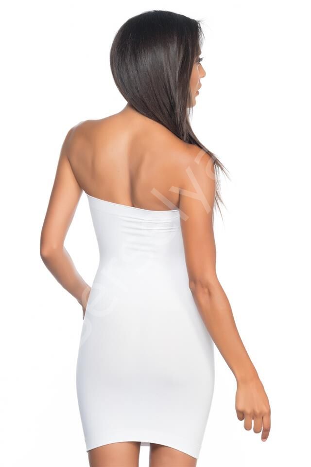 Beyaz Emay 5065 Straplez Elbise Korse
