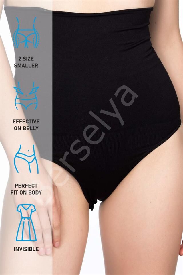 Siyah 2019 Double Yüksek Bel Çıtçıtlı  Slip Korse