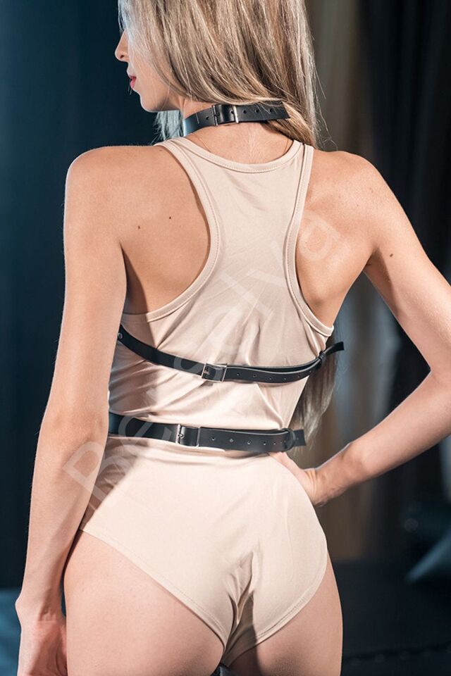 Özel Tasarım Seksi Deri Fantazi Göğüs Harness 1039