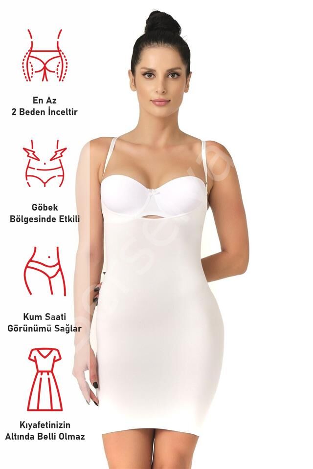 Beyaz Emay 5060 Göğsü Açık Elbise Korse