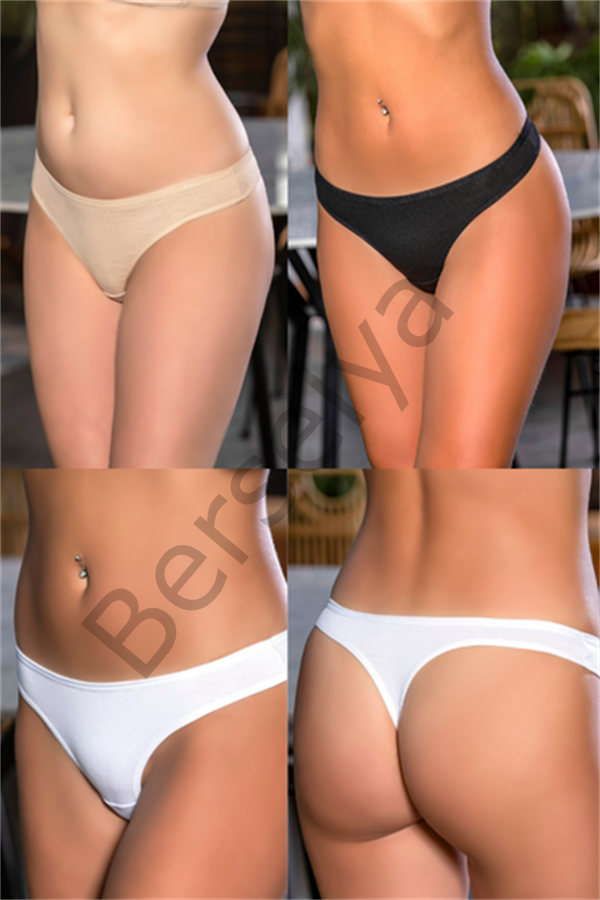 Pamuklu String (karışık) Siyah-beyaz-ten (brf2962)