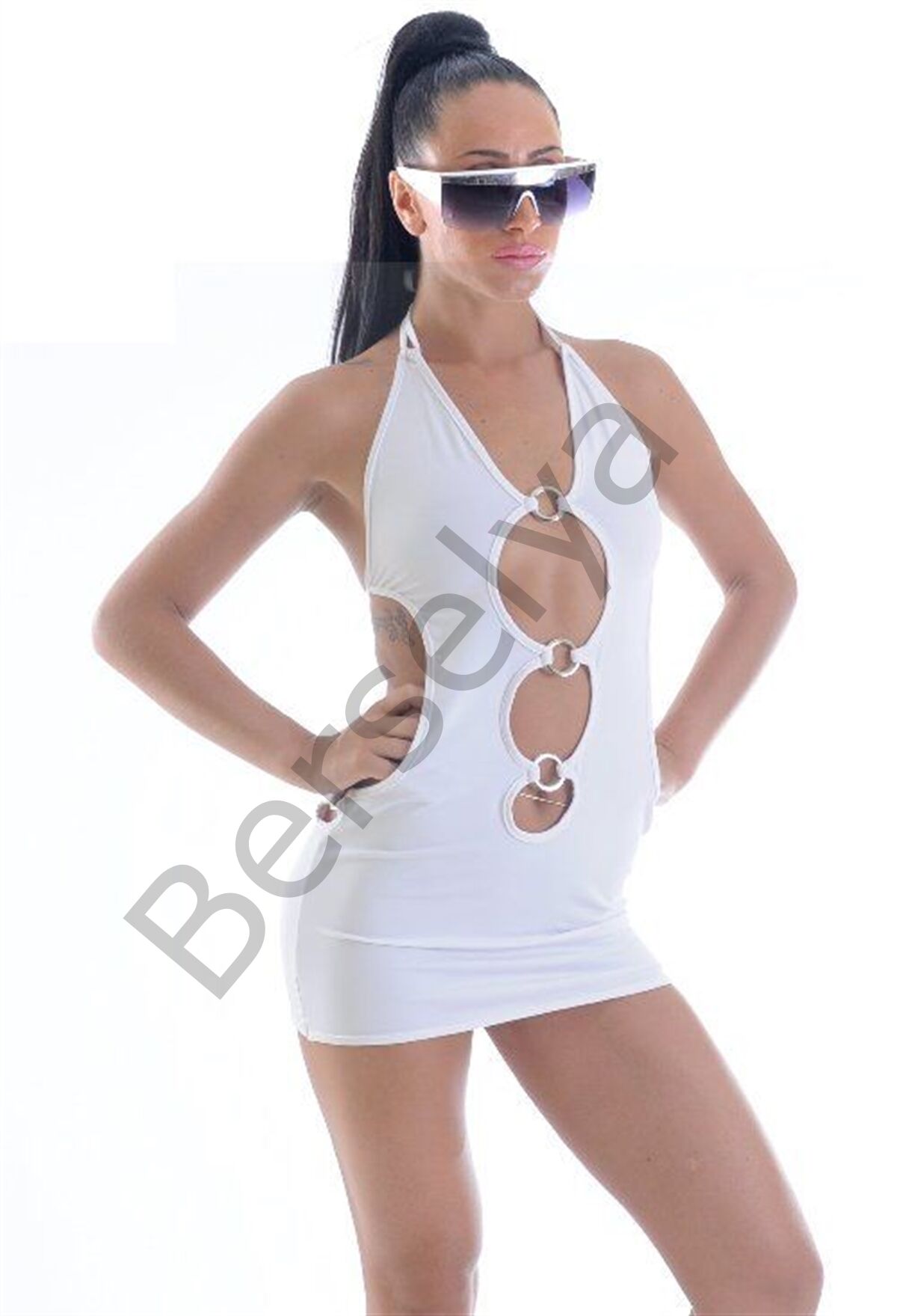 B1961328 Metal Süslemeli Mini Elbise