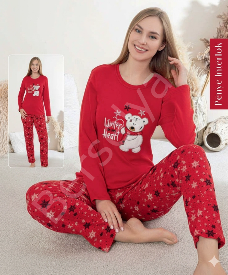 Boyraz 0414 Kadın Penye Uzun Kol Pijama Takımı