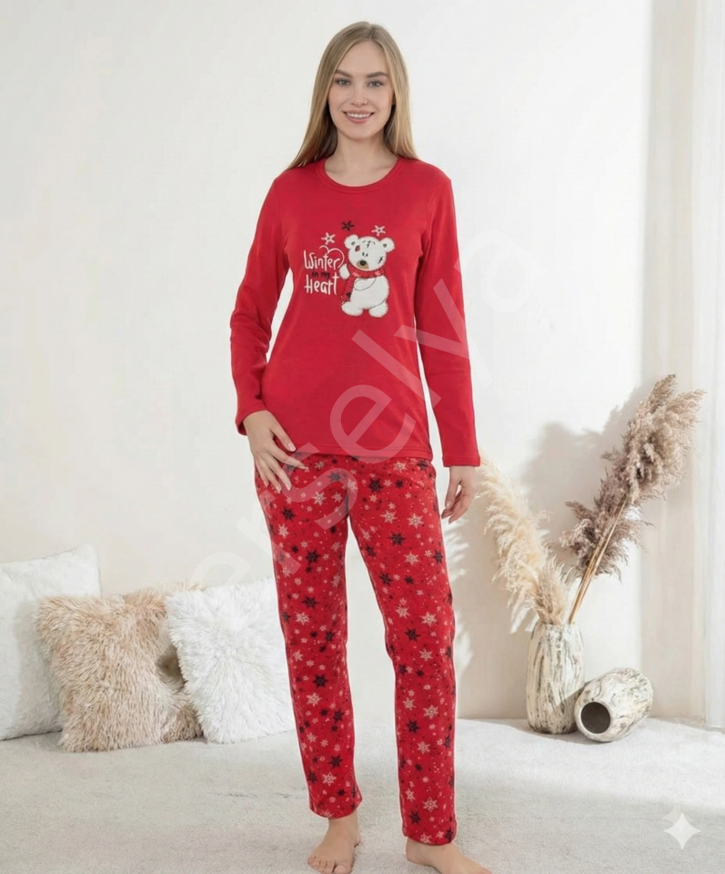 Boyraz 0414 Kadın Penye Uzun Kol Pijama Takımı