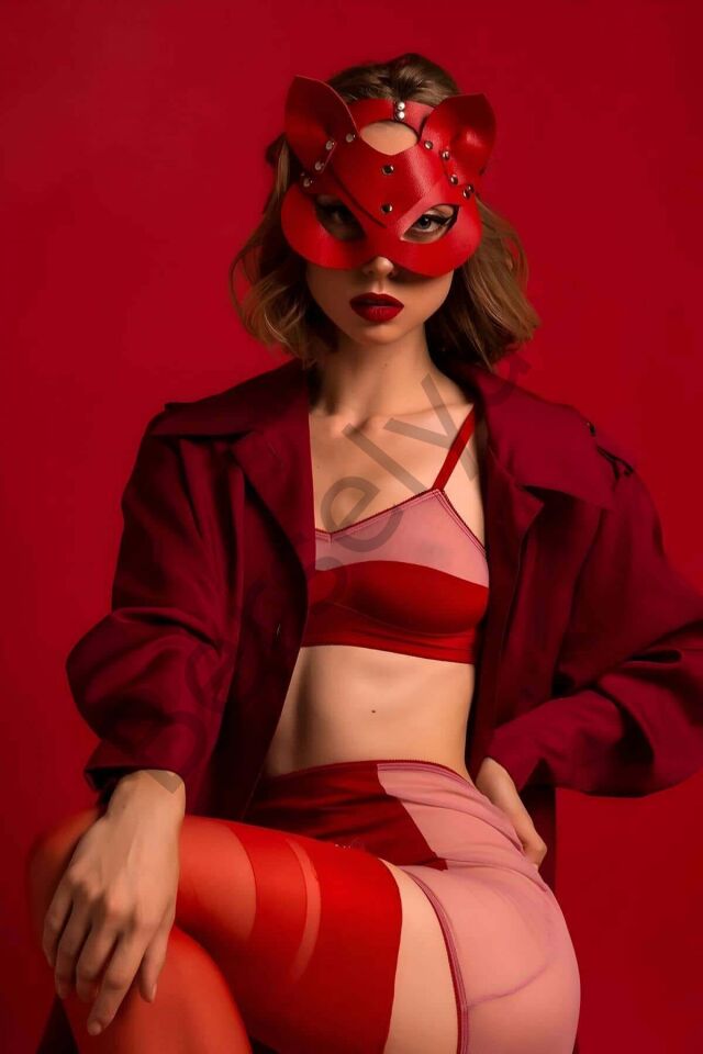 Kedi Kulaklı Deri Fantazi Maske - Brf782