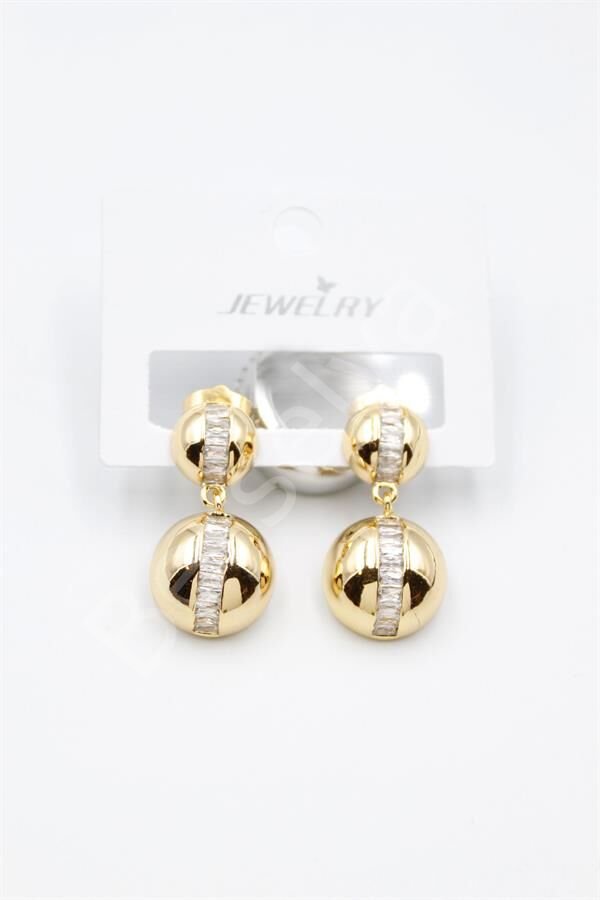 Baget Taşlı Küpe - Altın