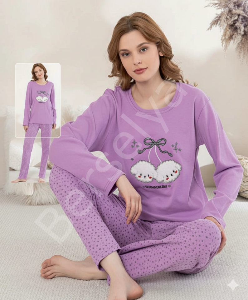 Boyraz 0351 Kadın Penye Uzun Kol Pijama Takımı