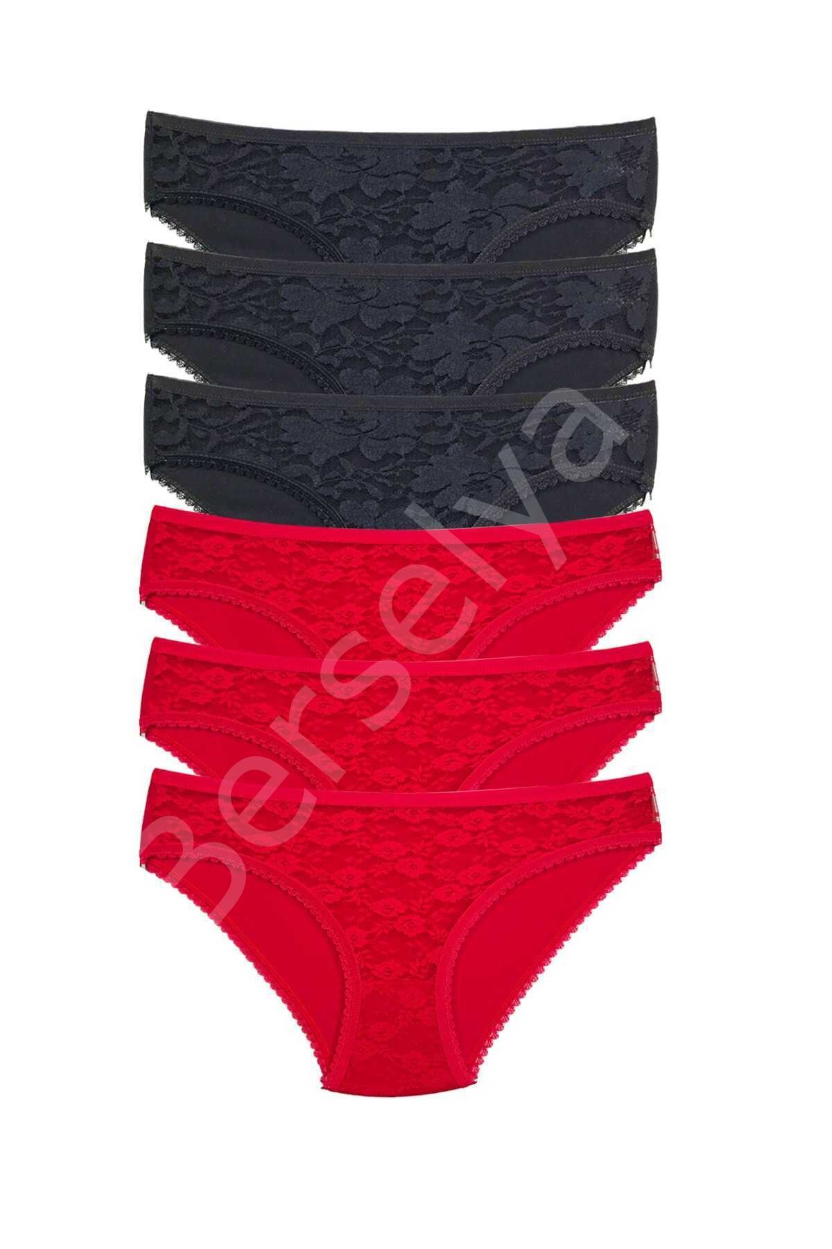 6 Adet Önü Dantelli Transparan Kadın Slip Külot S21