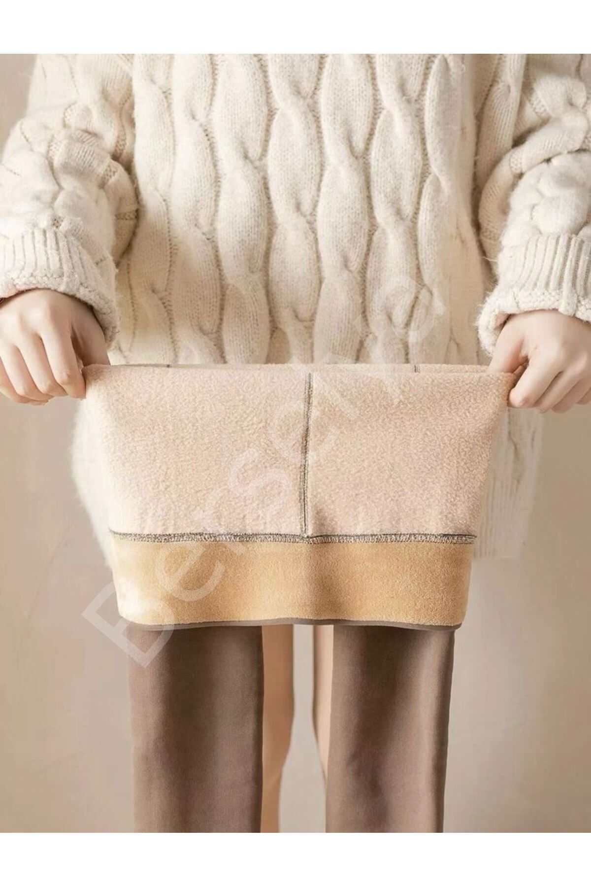 Termal İçi Peluşlu Kahverengi Külotlu Çorap Pkc-582