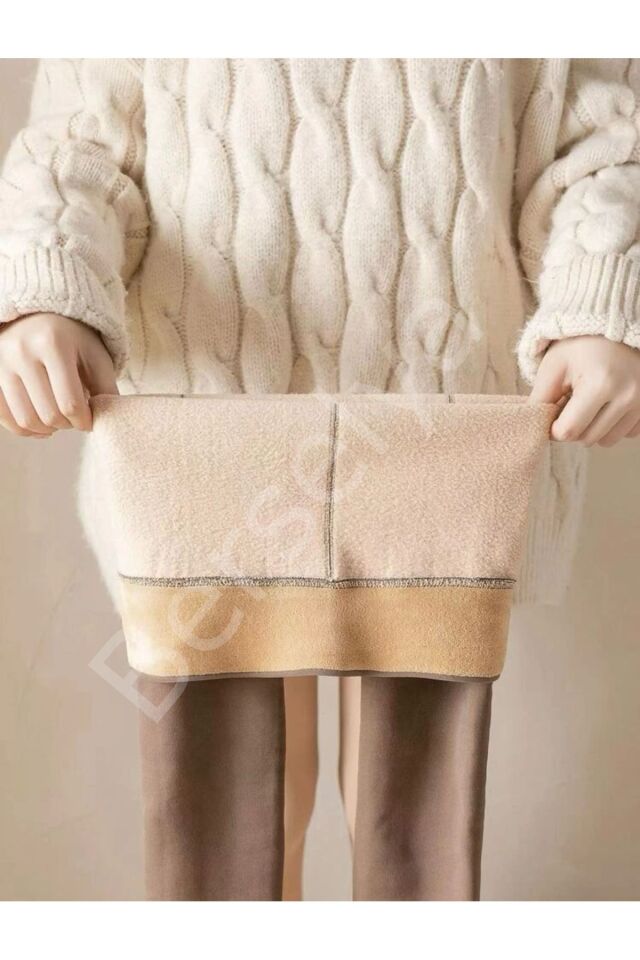 Termal İçi Peluşlu Kahverengi Külotlu Çorap Pkc-582