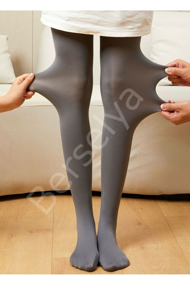 Termal İçi Peluşlu Gri Külotlu Çorap Pkc-581