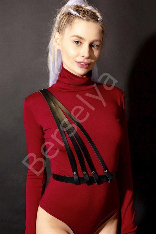 Siyah Deri Fantazi Harness 1056