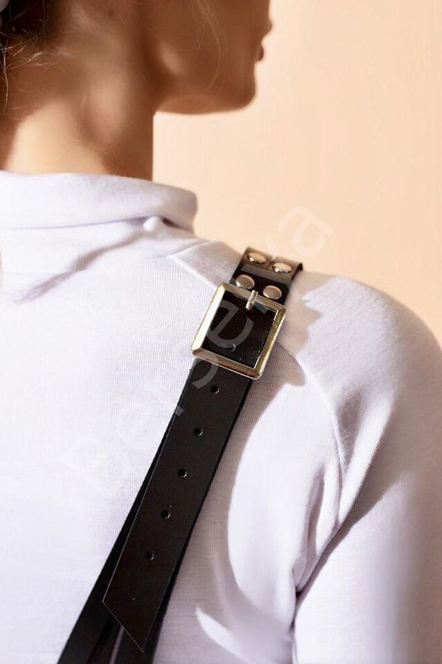 Siyah Deri Fantazi Harness 1056