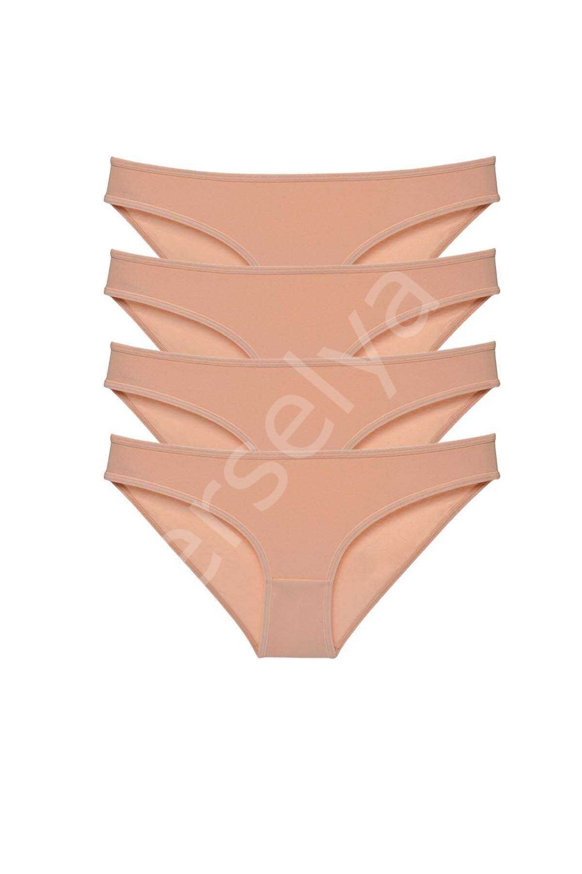4 adet Süper Eko Set Likralı Kadın Slip Külot Ten XL