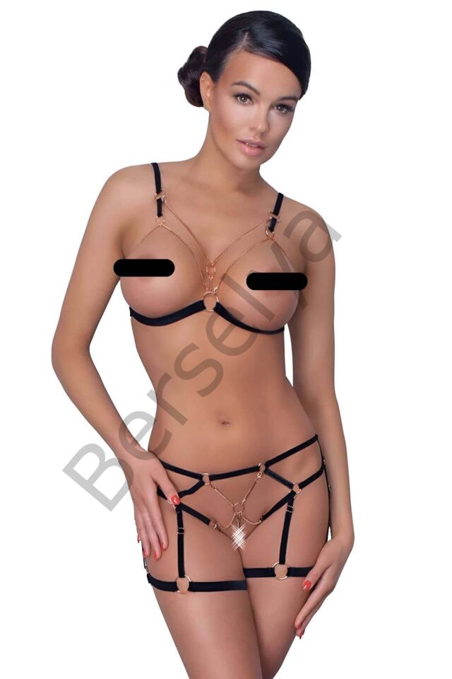 Lastik Ve Zincir Detaylı Seksi Jartiyer Takım - Brf786