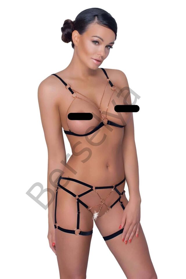 Lastik Ve Zincir Detaylı Seksi Jartiyer Takım - Brf786