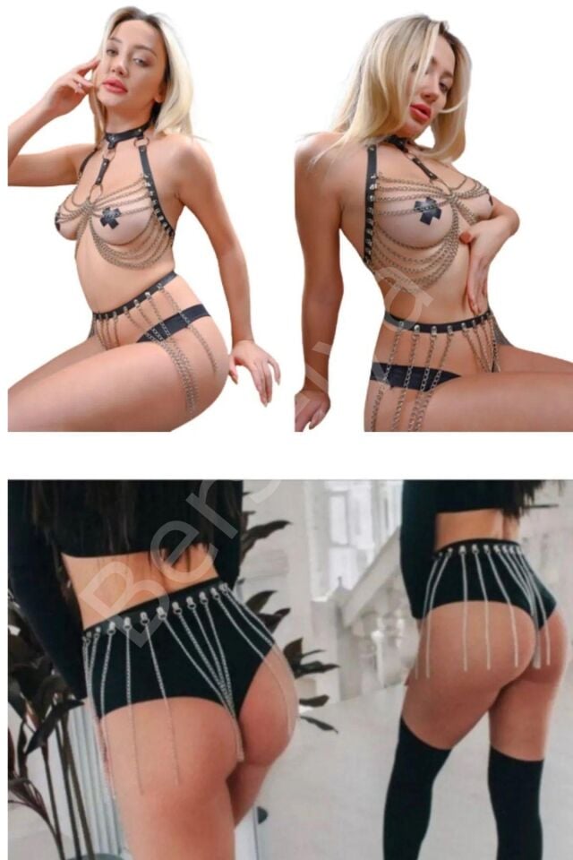 Siyah Fantezi Zincirli Harness Gd-2050