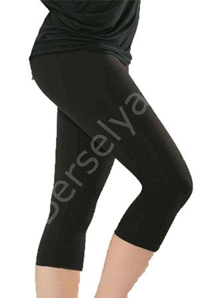 Kota Kadın Kapri Sporcu Likralı Düz Tayt Siyah 4005