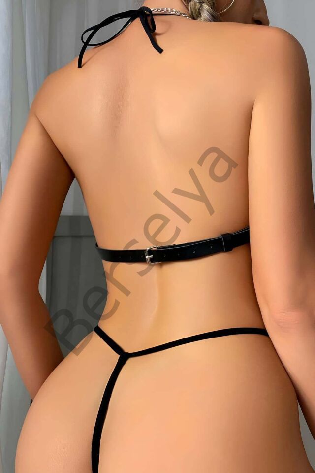 Sık Deri Zincirli Göğüs Harness - Brf803