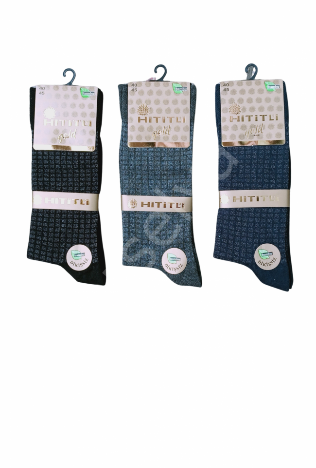 Hititli Gold Dikişsiz Desenli Bambu Erkek Çorap Asorti Renkler 10 Adet