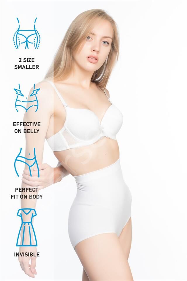 Beyaz Emay 7024 İnce Yüksek Bel Slip Korse