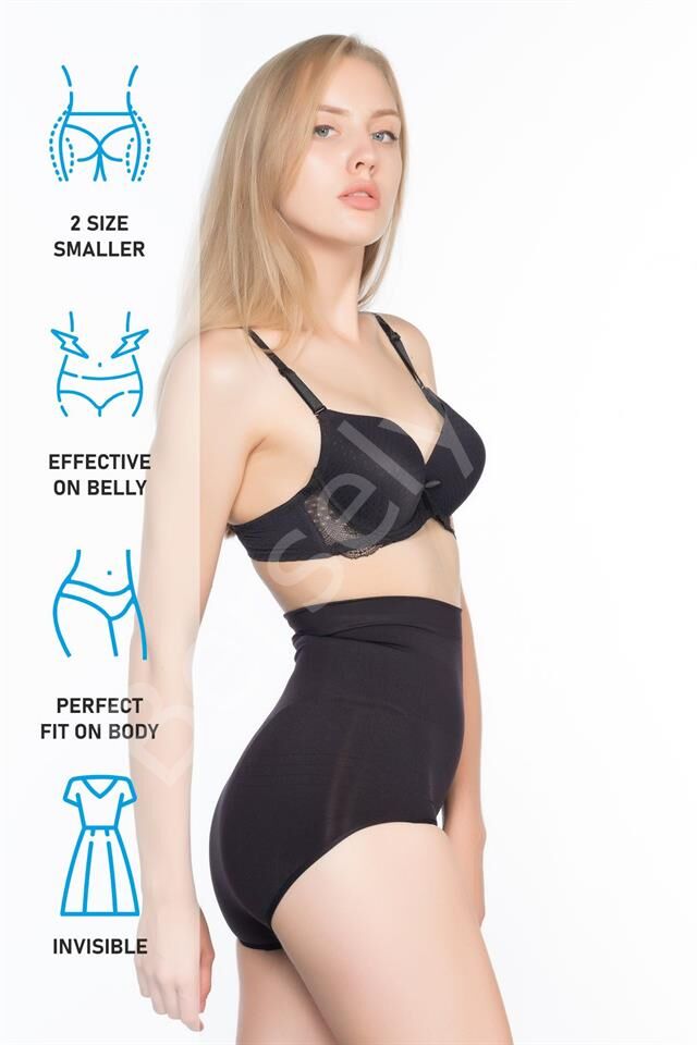 Siyah Emay 7024 İnce Yüksek Bel Slip Korse