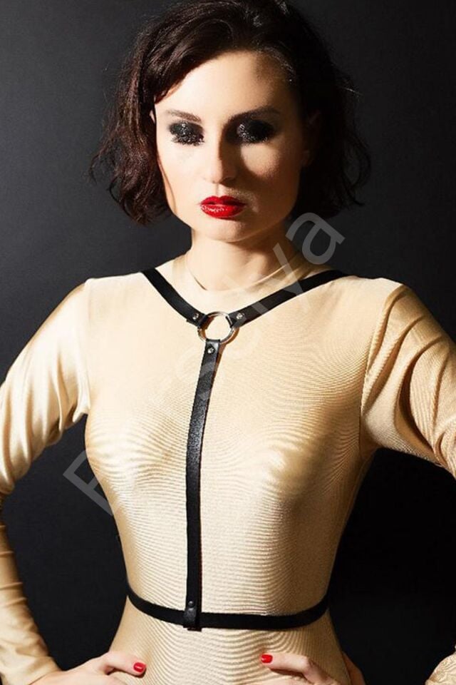 Siyah Deri Fantazi Harness 1072