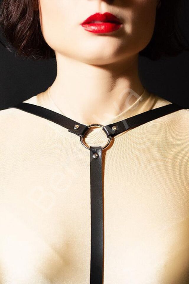Siyah Deri Fantazi Harness 1072