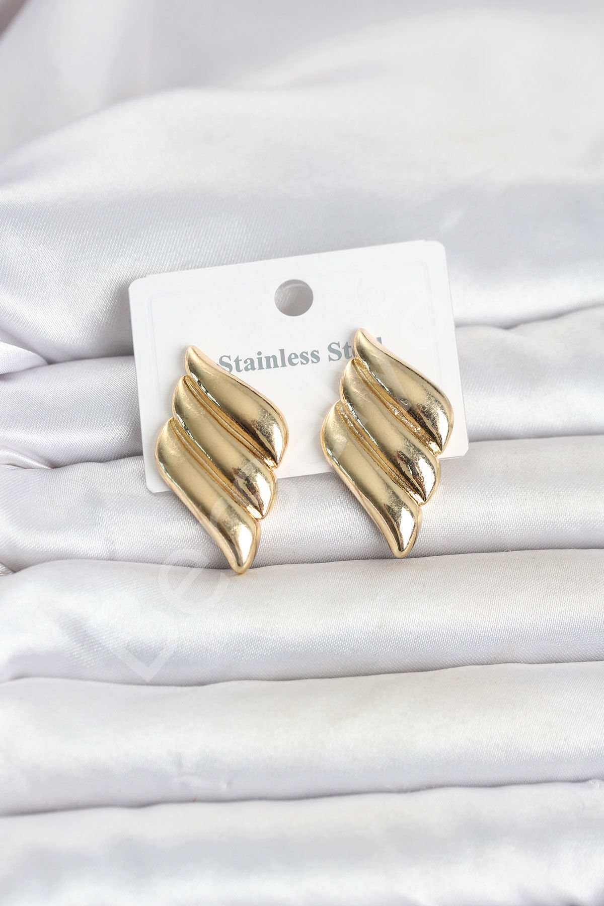 316L Çelik Gold Renk Motif Model Kadın Küpe