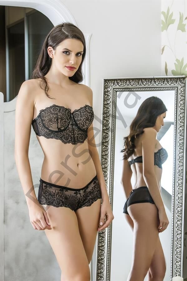 Straplez Sütyen, Boxer Takım Siyah (brf3513)