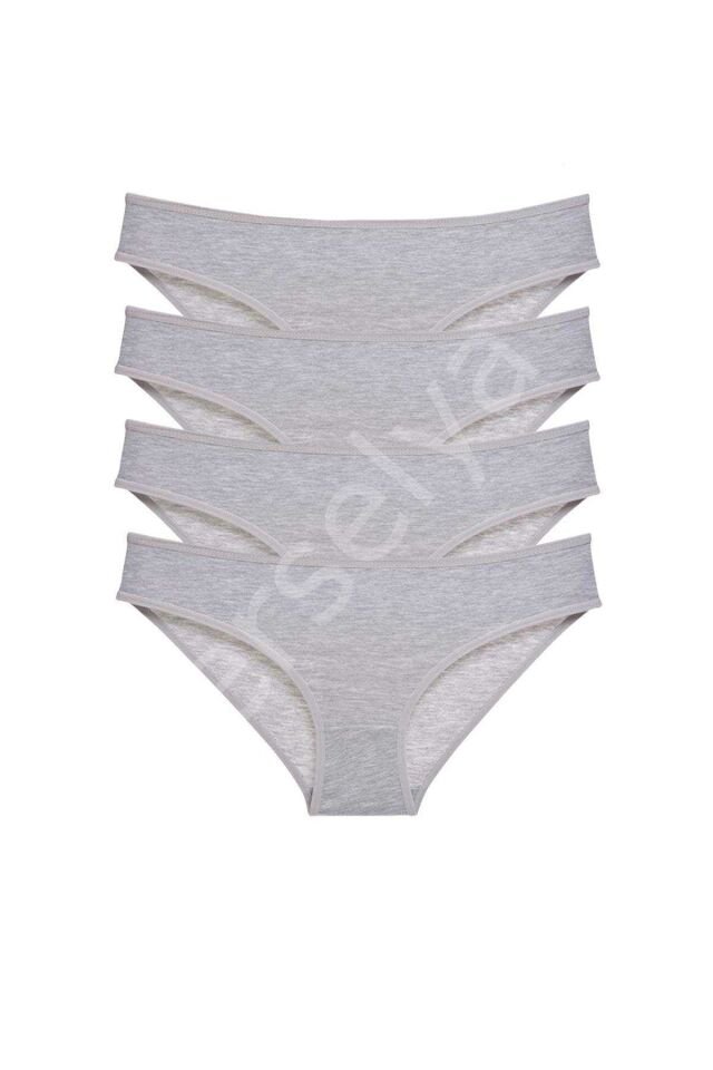 4 adet Süper Eko Set Likralı Kadın Slip Külot Gri L