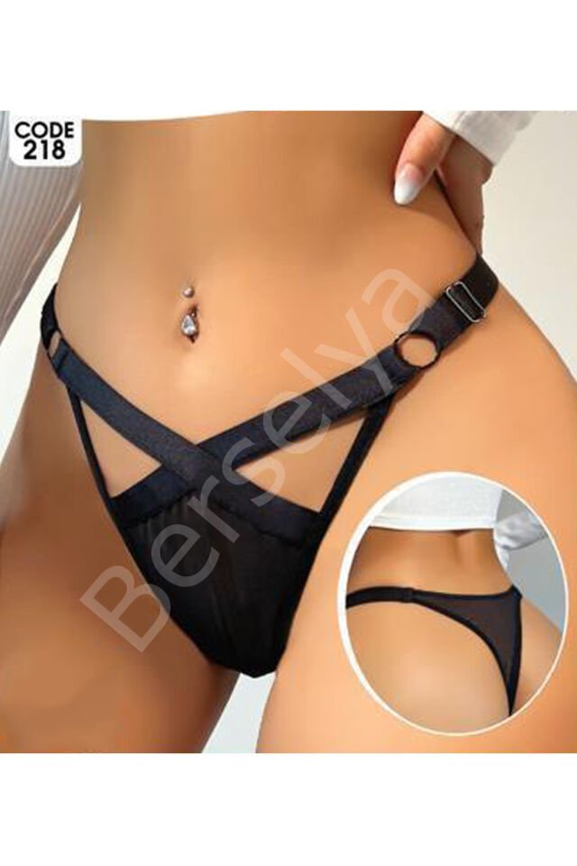 Kadın Fantezi İç Giyim Tanga Külot Perfect Fall D218 Siyah