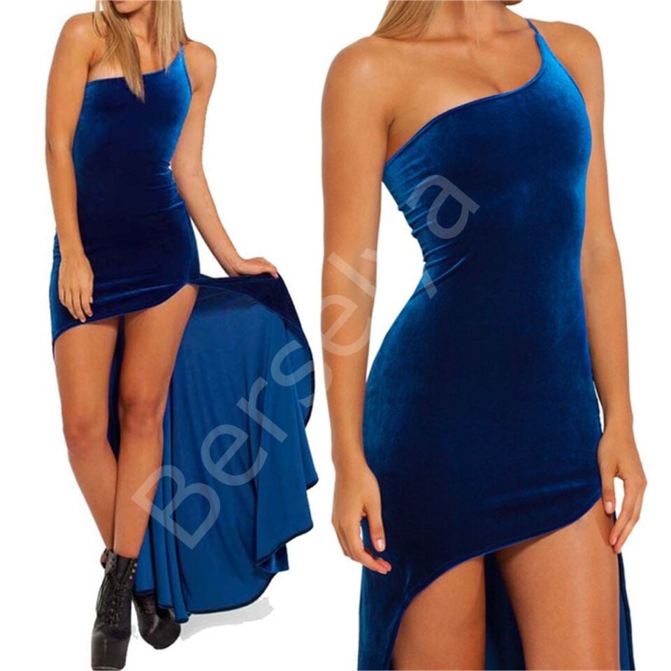 Terry Pau Tp101328 Arkası Uzun Mini Kadife Elbise