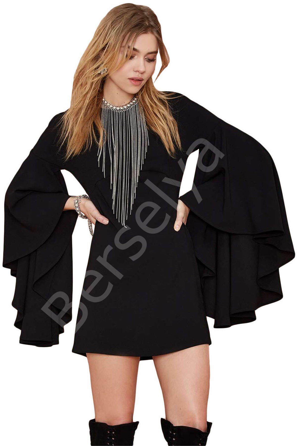 Terry Pau Tp101227 İspanyol Kol Mini Elbise