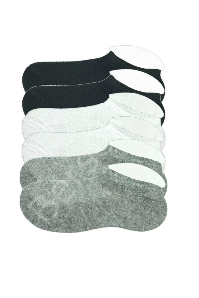 6 Adet Çocuk Sneaker Patik Çorap Siyah Beyaz Gri 11-12 Yaş