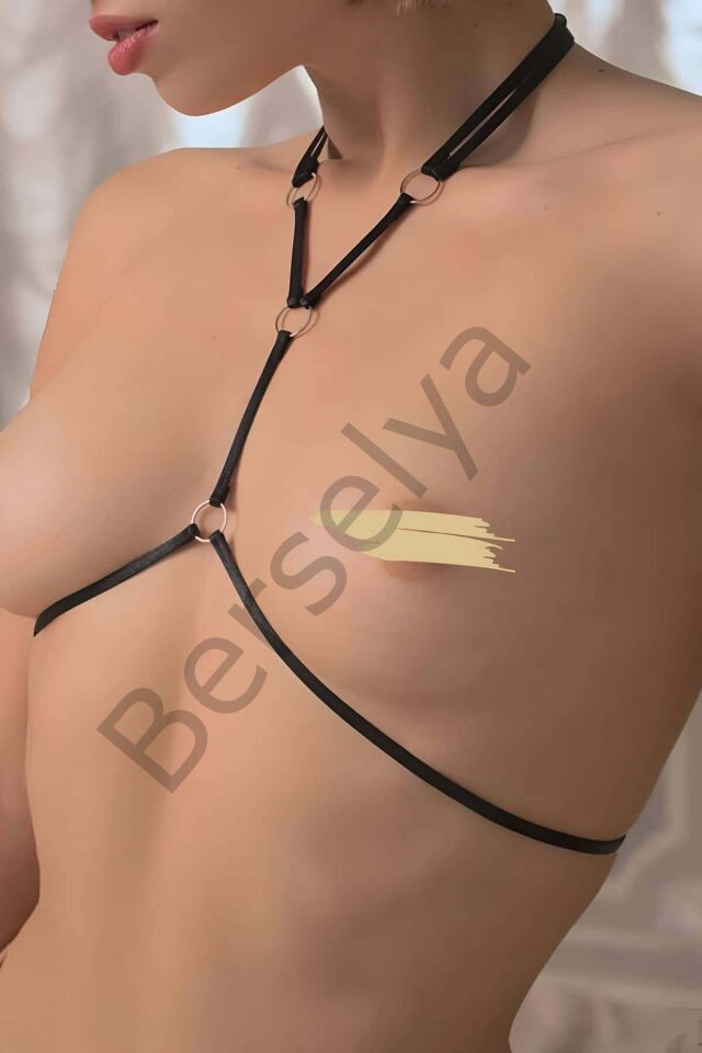 Siyah Lastik Göğüs Ve Külot - Brf828