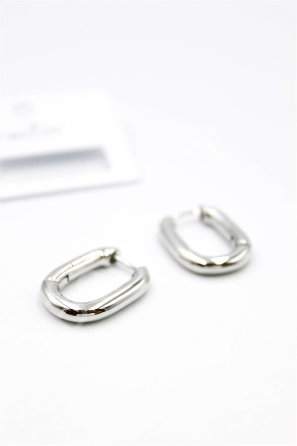 Oval Halka Küpe - Gümüş