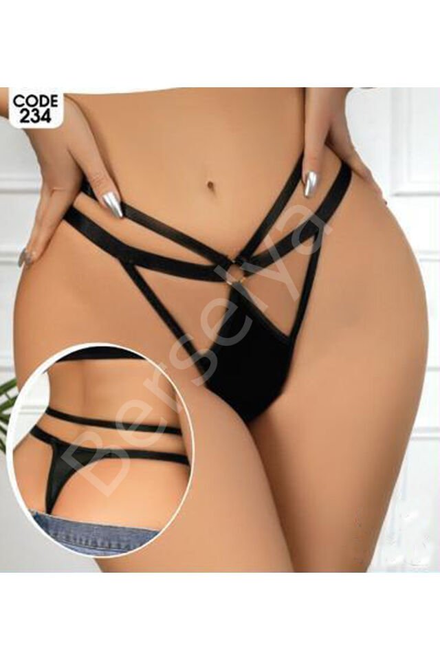 Kadın Fantezi İç Giyim Tanga Külot Perfect Fall D234 Siyah
