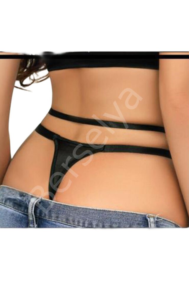 Kadın Fantezi İç Giyim Tanga Külot Perfect Fall D234 Siyah