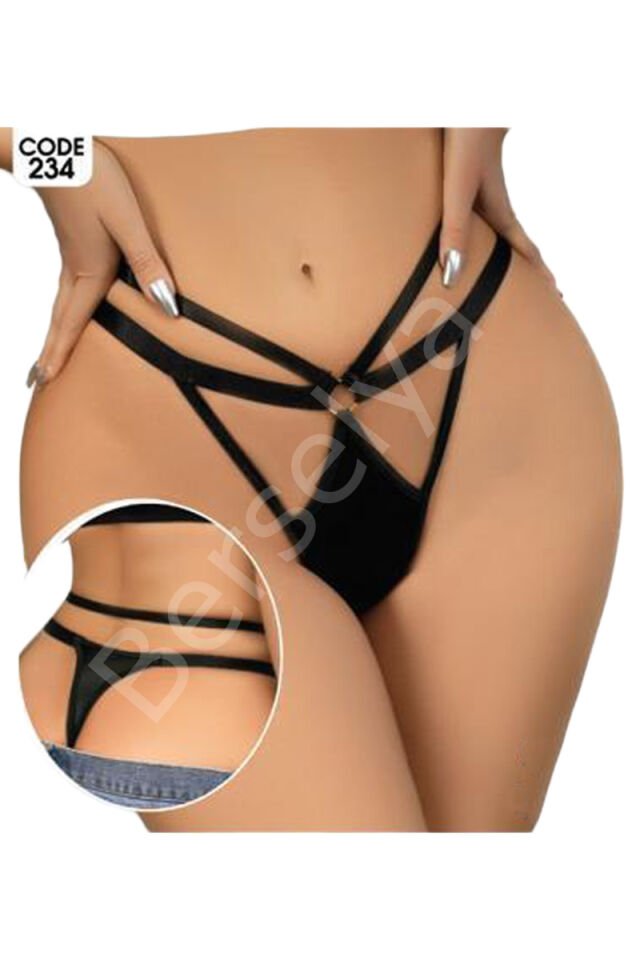 Kadın Fantezi İç Giyim Tanga Külot Perfect Fall D234 Siyah