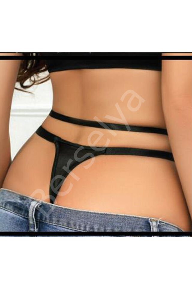 Kadın Fantezi İç Giyim Tanga Külot Perfect Fall D234 Siyah