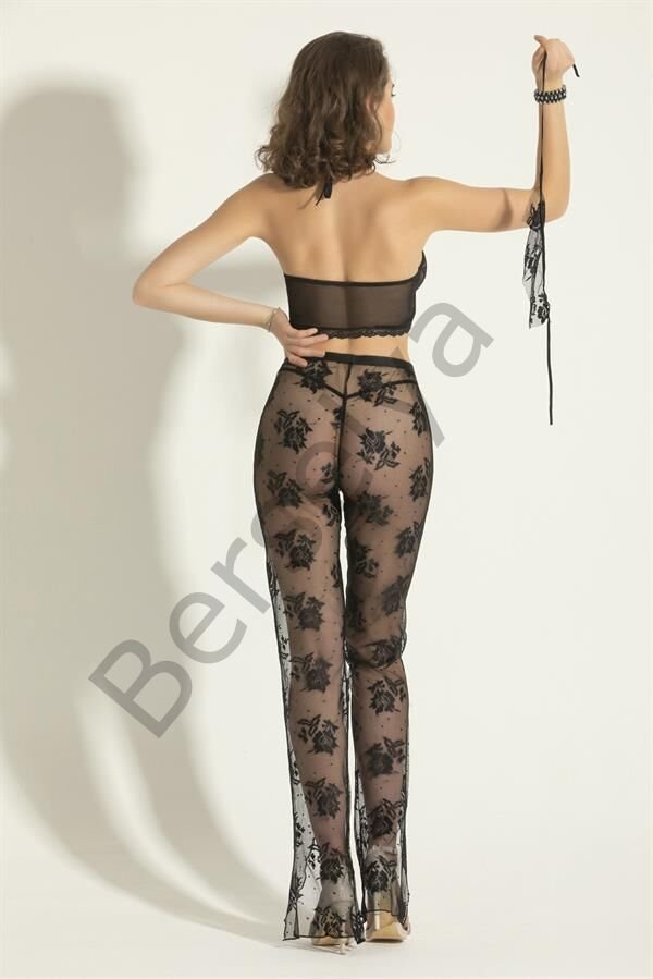 Fantezi Transparan Bralet, Pantolon Takım Siyah (brf6154)